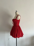 Cute A line Square Neck Red Lace Short Homecoming Dress Summer Middle School Formal 8th Grade Hoco Dresses Summer Holiday Dress Birthday Outfits HZ1121
