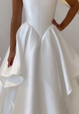Pretty Wedding Dress Ball Gown Strapless White Satin Long Wedding Dresses Bridal Gowns HZ1121