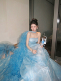 Classy Ball Gown Strapless Blue Layers Tulle Long Prom Dresses Party Dress Birthday Outfits Graduation Dresses HZ1121