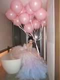 Classy Ball Gown Strapless Pink Layers Tulle Long Prom Dresses Party Dress Birthday Outfits Graduation Dresses HZ1121