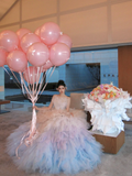 Classy Ball Gown Strapless Pink Layers Tulle Long Prom Dresses Party Dress Birthday Outfits Graduation Dresses HZ1121