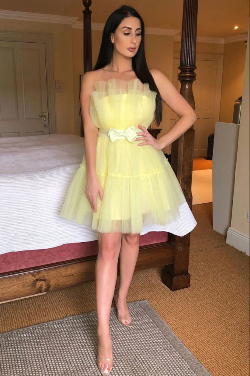 Yellow Tulle Short Homecoming Dress - Cocktail Party HZ0308