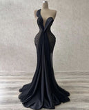 Sexy Mermaid Black Satin Prom Dress Long Prom Dresses HZ1022