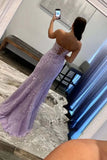 Pretty Mermaid Strapless Corset Lace Prom Dress with Slit HZ1121