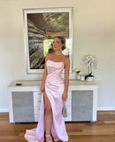 Sexy 17th Birthday Dresses Stapless Mermaid Prom Dresses for Black Girls Thigh-High Slits Pleats Beading Birthday Outfits HZ1022