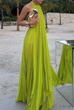 Elegant Wedding Guest Outfit A line Green Chiffon Prom Dresses Wedding Guest Dresses Graduation Dresses HZ1121