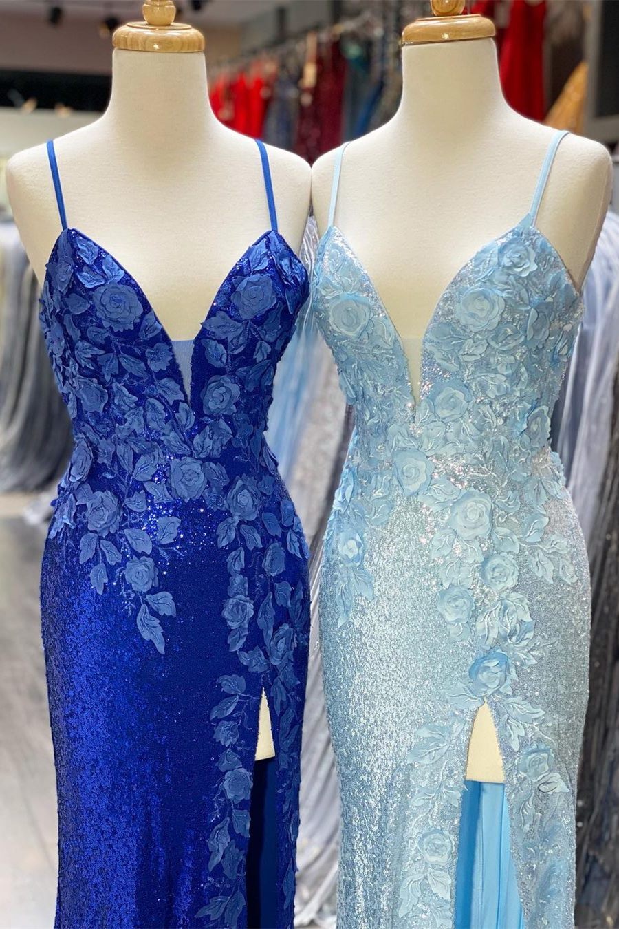 Gorgeous Royal Blue Sequins Mermaid Long Formal HZ0308