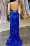 Gorgeous Royal Blue Sequins Mermaid Long Formal HZ0308