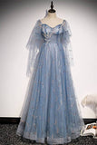 Blue A-line Tulle Fairy Dress with Short HZ0308