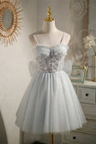 Princess Grey Beaded Short A-line Party HZ0308