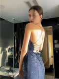 Gorgeous Shiny Sequin Sexy Backless Evening Prom Dress Party Long Tight Dress HZ1022