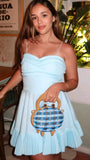 Sexy A line Spaghetti Straps Blue Satin Mini Short Formal 8th Grade Homecoming Dresses Summer Middle School Hoco Dress 20th Birthday Outfits HZ1121