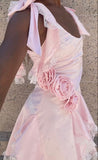 Sexy A Line Straps Pink Satin Black Girl Dress Short Mini Formal 8th Grade Homecoming Dresses Middle School Cocktail Night Dress Hoco Outfits HZ1121