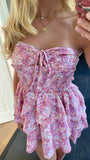 Modest A line Sweetheart Pink Floral Mini Short Formal 8th Grade Homecoming Dresses Middle School Hoco Dress Cocktail Outfits HZ1121