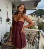 Cute A Line Halter Burgundy Chiffon Short Mini Formal 8th Grade Homecoming Dresses Middle School Cocktail Night Dress Hoco Outfits HZ1121