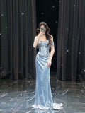 Elegant Mermaid Off The Shoulder Sequin Silver Prom Dresses Party Dress Summer 22th Birthday Outfits 18th Birthday Dresses HZ1121