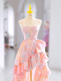 Glamorous High Low Sweetheart Floral Long Evening Party Gowns Evening Special Formal Dresses Prom Dress HZ1121