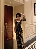 Elegant A line Black Floral Chiffon Sleeveless 21st Birthday Dress Party Gown Birthday Outfits Birthday Dress Ideas For Women HZ1121