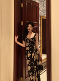 Elegant A line Black Floral Chiffon Sleeveless 21st Birthday Dress Party Gown Birthday Outfits Birthday Dress Ideas For Women HZ1121