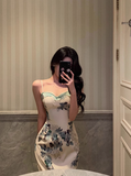 Elegant Mermaid Straps Floral Sleeveless 21st Birthday Dress Party Gown Birthday Outfits Birthday Dress Ideas For Women HZ1121
