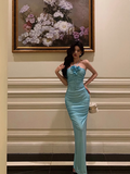 Elegant Sheath Halter Blue Sleeveless 21st Birthday Dress Party Gown Birthday Outfits Birthday Dress Ideas For Women HZ1121