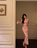 Elegant Sheath Pink Floral Sleeveless Burgundy 23rd Birthday Dress Party Gown Birthday Outfits Birthday Dress Ideas For Women HZ1121