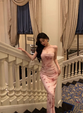 Elegant Sheath Pink Floral Sleeveless Burgundy 23rd Birthday Dress Party Gown Birthday Outfits Birthday Dress Ideas For Women HZ1121
