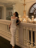 Elegant Mermaid Square Neckline White Sleeveless Burgundy 23rd Birthday Dress Party Gown Birthday Outfits Birthday Dress Ideas For Women HZ1121
