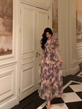 Elegant A line Square Neckline Floral Grape 21st Birthday Dress Party Gown Birthday Outfits Birthday Dress Ideas For Women HZ1121