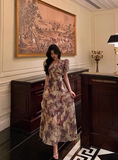 Elegant A line Square Neckline Floral Grape 21st Birthday Dress Party Gown Birthday Outfits Birthday Dress Ideas For Women HZ1121
