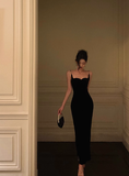 Elegant Sheath Spaghetti Straps Black 21st Birthday Dress Party Gown Birthday Outfits Birthday Dress Ideas For Women HZ1121