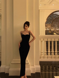 Elegant Sheath Spaghetti Straps Black 21st Birthday Dress Party Gown Birthday Outfits Birthday Dress Ideas For Women HZ1121