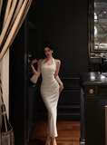 Elegant Sheath Halter White 21st Birthday Dress Party Gown Birthday Outfits Birthday Dress Ideas For Women HZ1121