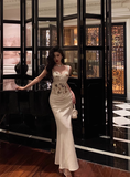 Elegant Mermaid 2 Pieces White Satin Sleeveless 21st Birthday Dresses Evening Gown Birthday Outfits Birthday Dress Ideas For Women HZ1121