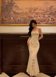 Elegant Mermaid Spaghetti Straps White 21st Birthday Dress Party Gown Birthday Outfits Birthday Dress Ideas For Women HZ1121