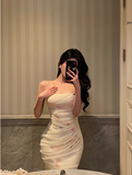 Elegant Mermaid Spaghetti Straps White 21st Birthday Dress Party Gown Birthday Outfits Birthday Dress Ideas For Women HZ1121