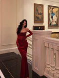 Elegant Mermaid Spaghetti Straps Red Lace 21st Birthday Dress Party Gown Birthday Outfits Birthday Dress Ideas For Women HZ1121