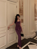 Elegant Mermaid Halter Grape Sleeveless 23rd Birthday Dress Party Gown Birthday Outfits Birthday Dress Ideas For Women HZ1121