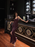 Elegant Mermaid Halter Grape Sleeveless 23rd Birthday Dress Party Gown Birthday Outfits Birthday Dress Ideas For Women HZ1121