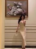 Elegant Mermaid Spaghetti Straps White 23rd Birthday Dress Party Gown Birthday Outfits Birthday Dress Ideas For Women HZ1121