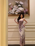 Elegant A line Spaghetti Straps Lilac Floral Sleeveless 21st Birthday Dress Party Gown Birthday Outfits Birthday Dress Ideas For Women HZ1121