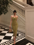 Sexy Sheath Halter Green Sleeveless 21st Birthday Dress Party Gown Birthday Outfits For Women HZ1121