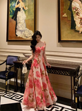 Classy A line Spaghetti Straps Pink Floral Sleeveless 18th Birthday Dress Party Gown Birthday Outfits Birthday Dress Ideas For Women HZ1121