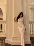 Classy Sheath Spaghetti Straps White Sleeveless 18th Birthday Dress Party Gown Birthday Outfits Birthday Dress Ideas For Women HZ1121