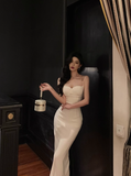 Classy Sheath Spaghetti Straps White Sleeveless 18th Birthday Dress Party Gown Birthday Outfits Birthday Dress Ideas For Women HZ1121