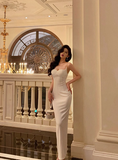 Classy Sheath Spaghetti Straps White Sleeveless 18th Birthday Dress Party Gown Birthday Outfits Birthday Dress Ideas For Women HZ1121
