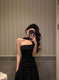 Classy A line Strapless Black Sleeveless 18th Birthday Dress Party Gown Birthday Outfits Birthday Dress Ideas For Women HZ1121