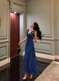 Classy A line V Neckline Blue Chiffon Sleeveless 18th Birthday Dress Party Gown Birthday Outfits Birthday Dress Ideas For Women HZ1121