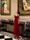 Classy A line Spaghetti Straps Red Sleeveless 18th Birthday Dress Party Gown 21st Birthday Outfits Birthday Dress Ideas For Women HZ1121