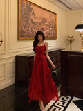 Classy A line Spaghetti Straps Red Sleeveless 18th Birthday Dress Party Gown 21st Birthday Outfits Birthday Dress Ideas For Women HZ1121